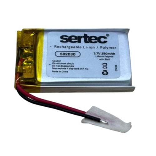 Sertec 502030 3.7V 250 MAh Li-Polimer Pil (Devreli/1.5A)