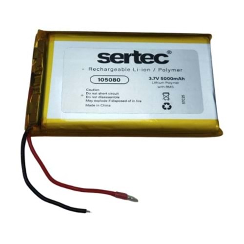 Sertec 105080 3.7V 5000 mAh Li-Polymer Pil (Devreli/1.5A)