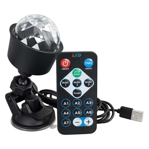 Powermaster PM-37731 RGB LED Hareketli Disko Topu ve Sahne Aydınlatma Lambası Uzaktan Kumandalı