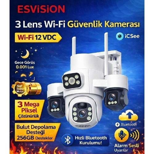 Esvision ES-9001 3 Lens Wifi Kamera