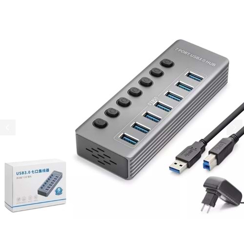 Hadron HDX7047 USB 3.0 Hub Anahtarlı 7 Port 5 Gbps - Gri