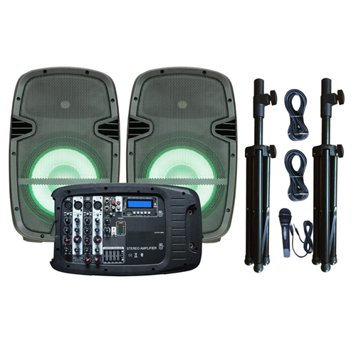 Boffman BF-410ST Aktif Hoparlör Seti 400W 2x10” Bluetooth USB/SD Mikserli Set