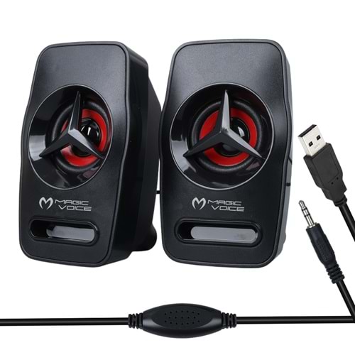 Magicvoice T-19 1+1 USB PC Mini Speaker-(2*3 Watt- 4 OHM)