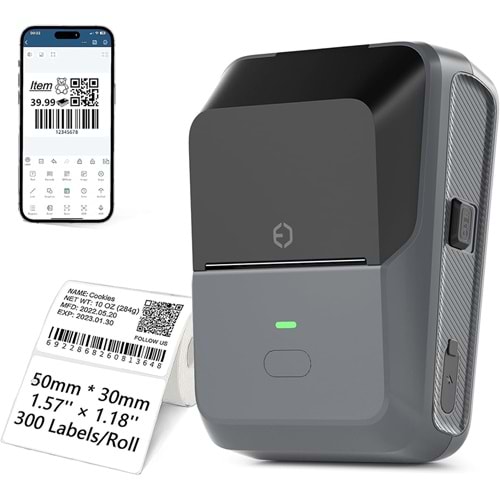 Powermaster PM-29886 Çok Amaçlı Bluetooth Destekli Taşınabilir Akıllı Termal Etiket Yazıcısı