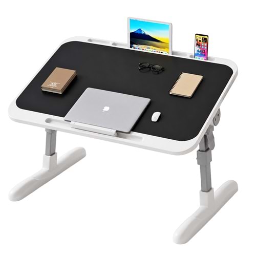 Sunup SN-29699 Çok Fonksiyonlu Katlanabilir Yatak Koltuk Laptop Masası Yükseklik ve Açı Ayarlı Siyah 60x40 cm