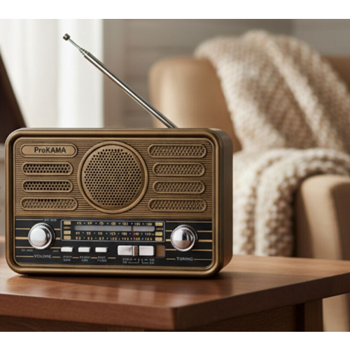 Prokama BK-350 Solar Şarjlı Retro Görünümlü AM/FM/SW 3 Bant Dünya Radyosu ve MP3 Çalar