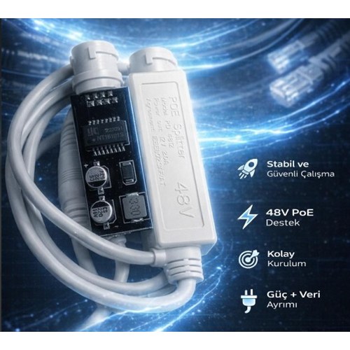 Novacom 9056 48V - 12V 2 Amper Pd4812 Ip Poe Kartlı Splitter Kamera Kablosu