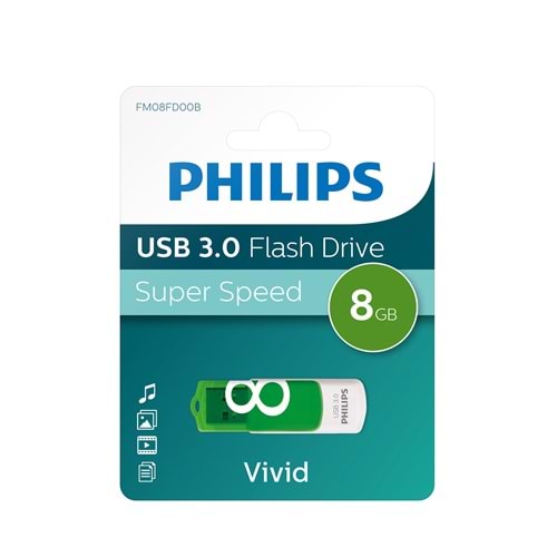 Philips 8GB Vivid Edition FM8FD00B USB Bellek Yeşil