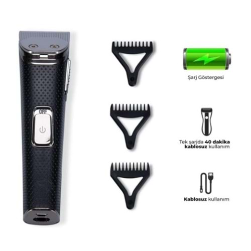 Goldmaster GM-8131 Fors Çift Port Şarj Girişli Yüksek Devir Motorlu Kablolu Kablosuz Saç Ve Sakal Kesme Makinesi