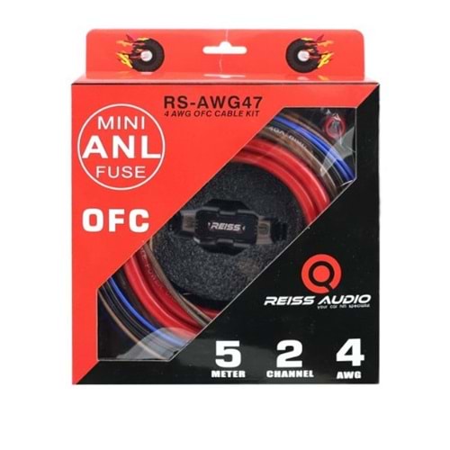 Reiss Audio RS-AWG47 4GA Anfi Kablo Seti Full Bakır