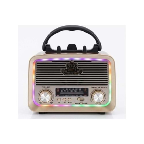 Everton RT-301M Bluetooth-Usb-Sd-Fm Şarjlı solarlı ledli Nostaljik Radyo El Feneri Radyo