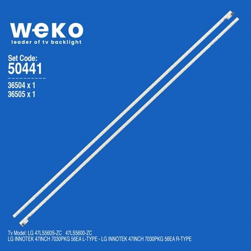 Wkset-5441 36504x1 36505x1 Lg Innotek 47inch 7030pkg 56ea 2 Adet Led Bar 5pin (56led) Tv Bar Led Takımı