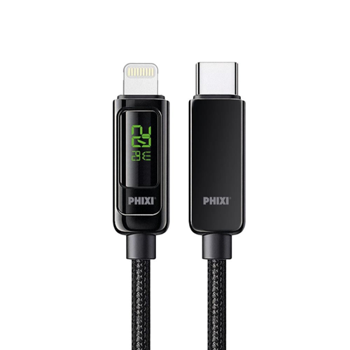 Phixi Ultimate UPD4160L 20W LCD Ekranlı Hasır Örgü ve Type-C to Lightning Hızlı Şarj ve Data Kablo