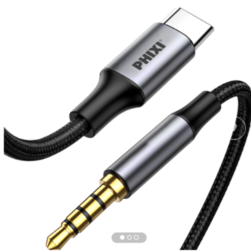 Phixi Basic CA113 Metal Başlıklı 100cm Type-C to Aux Silikon Kablo