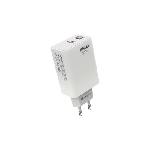 Phixi Ultimate UPD4225 27W Pd Çift Çıkışlı Hızlı Şarj Adaptörü