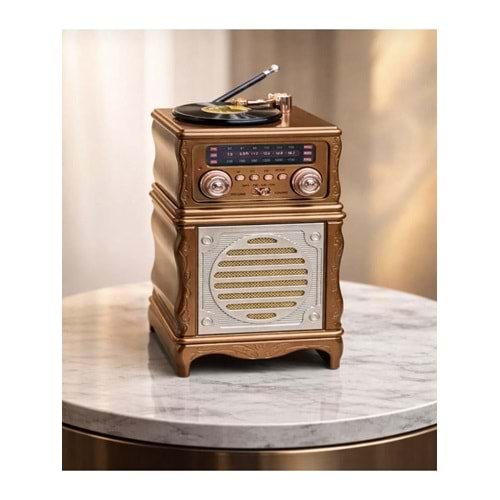 Everton RT-381 Nostaljik Ahşap Görünümlü Radyo - Bluetooth Hoparlör, Usb/sd/aux Girişli Şarjlı Retro Radyo