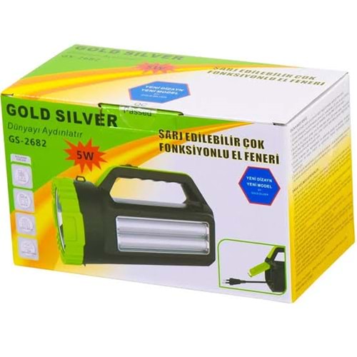 Gold Silver GS-2682 5 Watt Şarj Edilebilir Çok Fonksiyonlu El Feneri