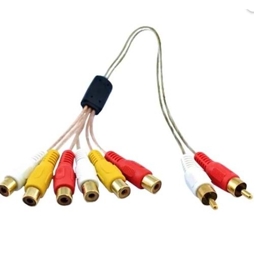 Powermaster PM-5515 2 RCA Erkek / 6 RCA Dişi 55cm Kablo