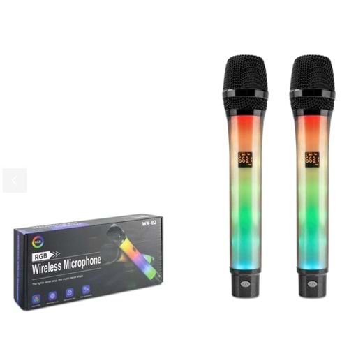 Hadron WX-82 UHF Kablosuz 2 Mikrofonlu RGB Set Siyah