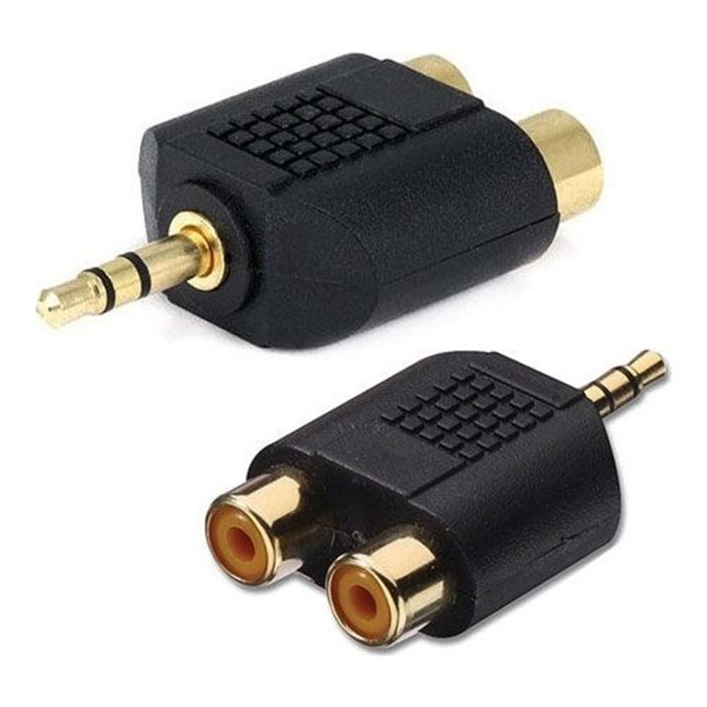 3.5mm Stereo Erkek To 2 x Rca Dişi Çevirici