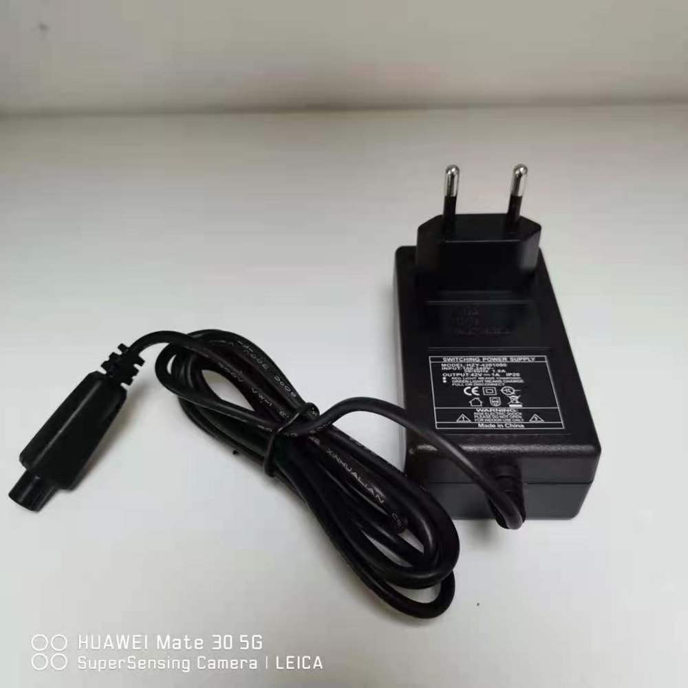 Powermaster PM-6043 42 Volt 2A 3 Pinli Ginger/Bisiklet/Scooter Plastik Kasa Şarj Adaptörü