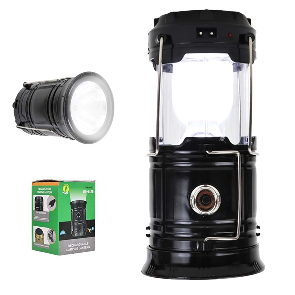 Powermaster 22405 SH-5800T 1W+6LED Solar Şarjlı Portatif Kamp Lambası