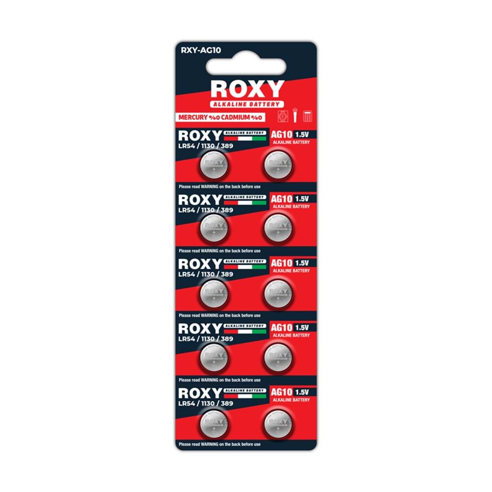 Roxy Ag10 Lr1130/54/389 Alkalin 10 Lu Düğme Pil