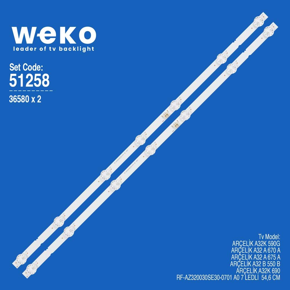 Weko WKSET-6258 36580X2 RF-AZ320030SE30-0701 A0 2 ADET LED BAR