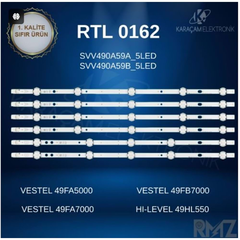 RTL-0162 (SET-2051) VESTEL 49FA5000 VESTEL 49FB7000 LED BAR, VESTEL 49FA7000 LED BAR, HI-LEVEL 49HL550 LED BAR, HI-LEVEL 49HL500 LED BAR, HI-LEVEL 49HL660 LED BAR,TOSHIBA 49L2863DAT LED BAR, Profilo 49PA305T LED BAR,