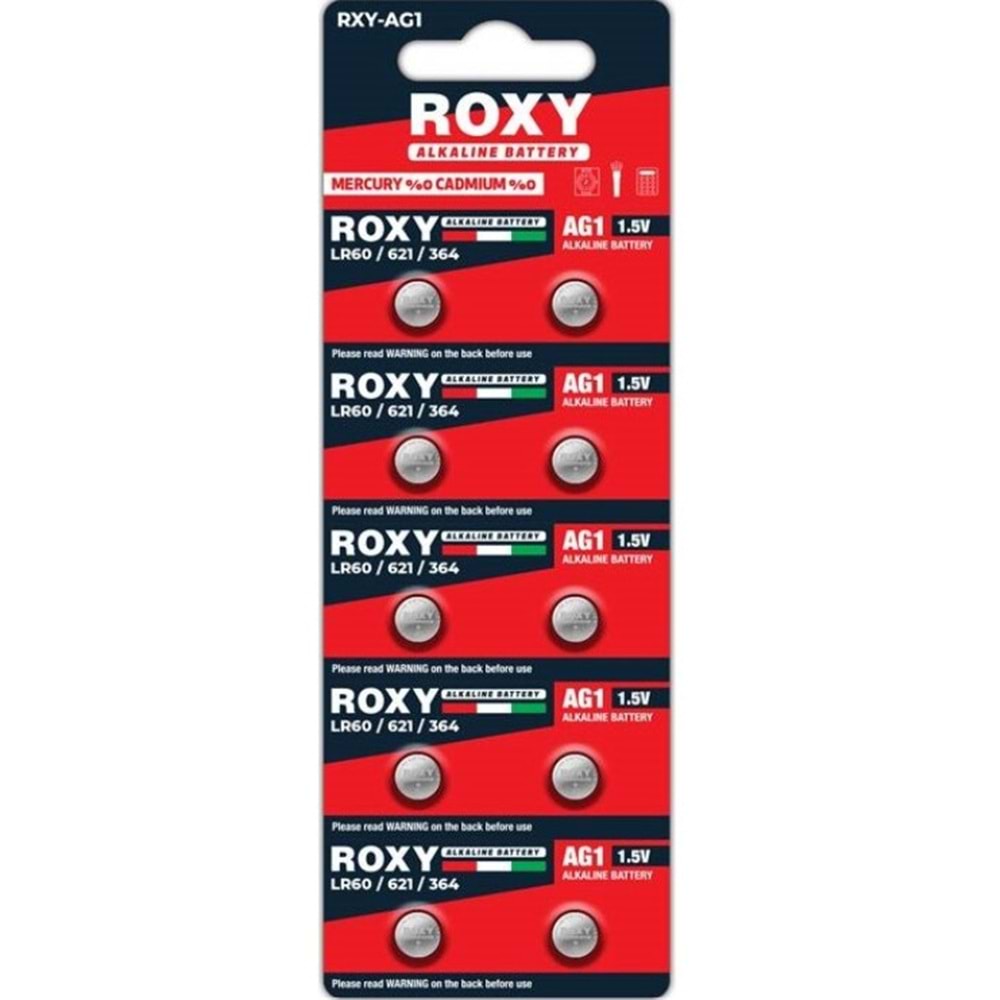 Roxy AG1 LR60 621 364 Alkalin 10 Lu Düğme Pil