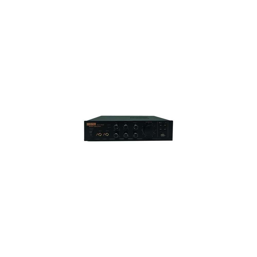 Notel PA-80T 80W 2 Mifrofon Girişli Trafolu Mikser Amfi