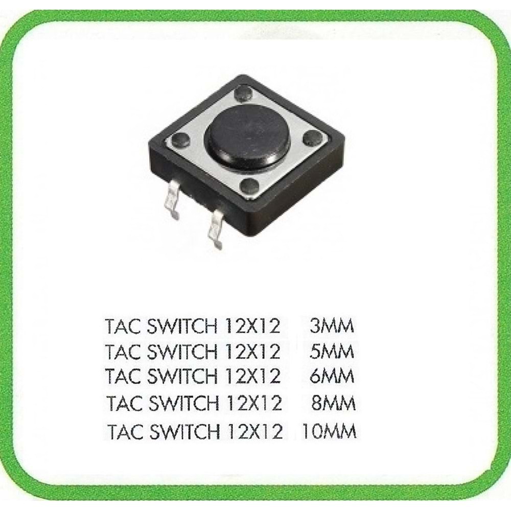 IC-202 Kare Buton Büyük Tac Switch 12x12x1mm 2 Li Paket Halinde