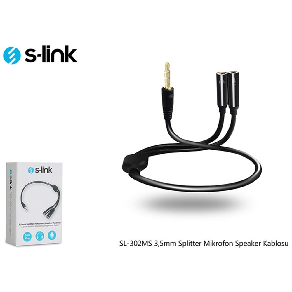 S-link SL-302MS 3.5mm Erkek Stereo - 2 Dişi Stereo Kablo