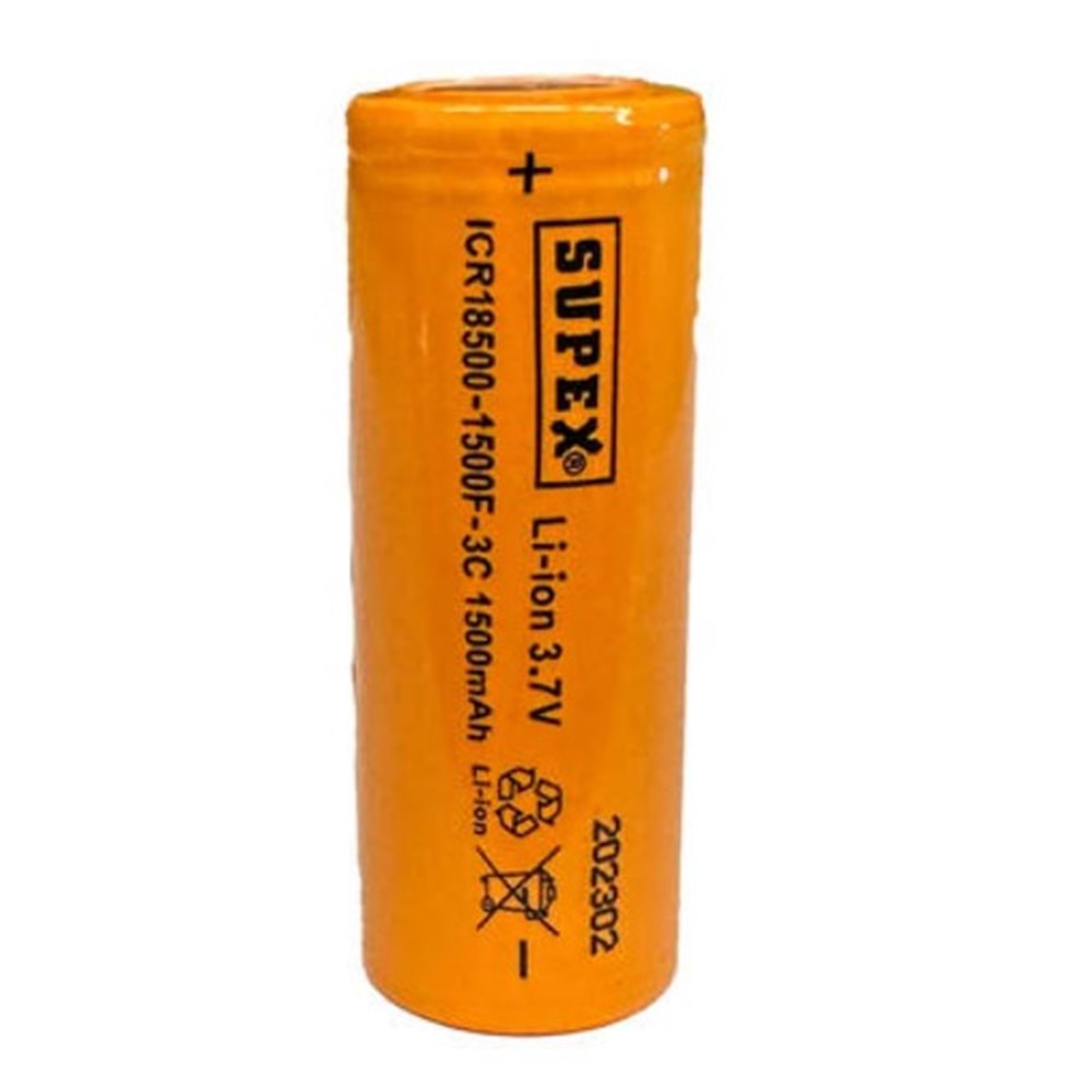 Supex ICR18650-1500F-3C 3.7 Volt 1500 mAh Başlıksız Lityum Pil