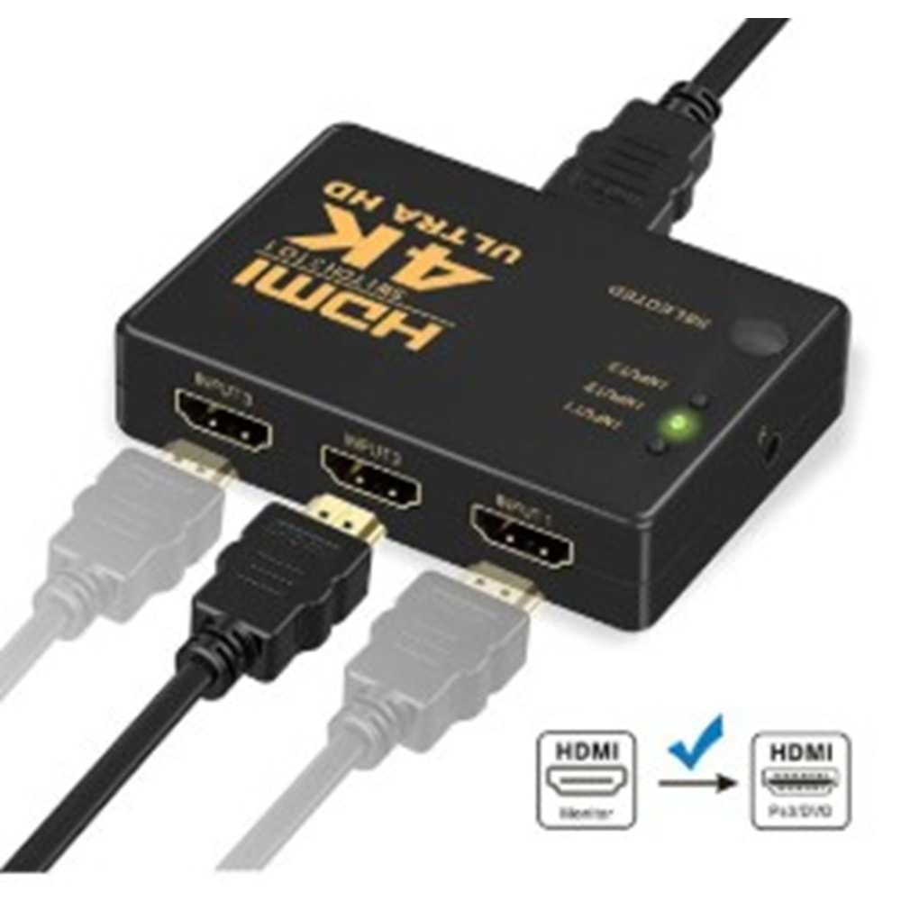Hi-Link MGL127 4K Hdmı 3 To 1 Switch