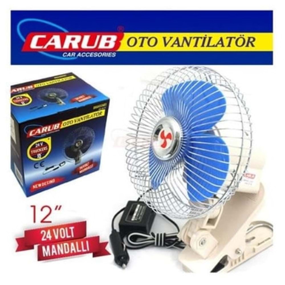 Carub BR6400301 12 Volt Çakmak Fişli Mandallı Montelli Oto Vantilatör