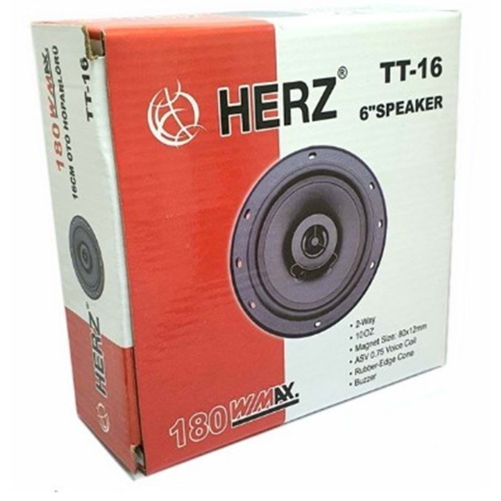 Herz TT16 180W 16 Cm Twitterlı Oto Hoparlör - Adet