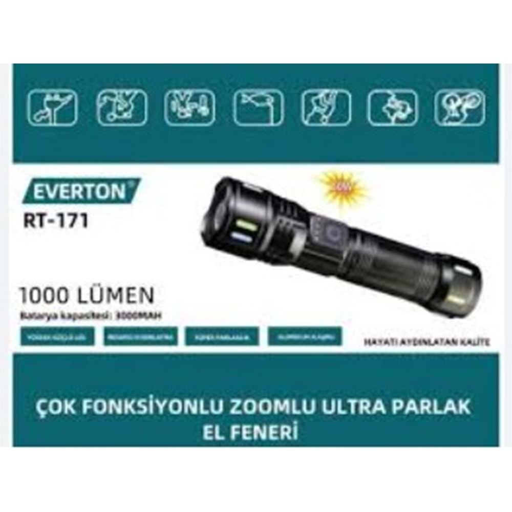 Everton RT-171 50W 1000 Lm Metal Şarjlı El Feneri
