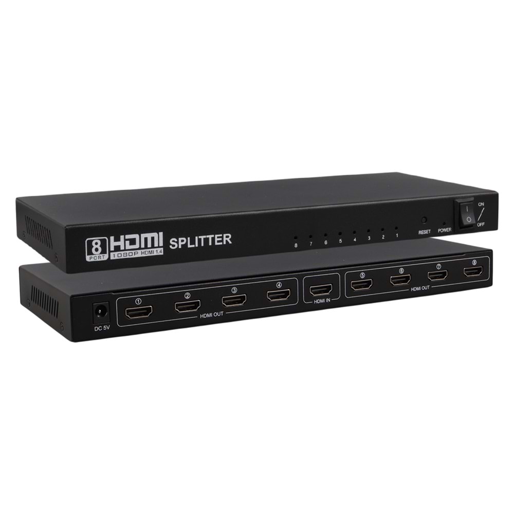 Powermaster PM-14218 1 Giriş 8 Çıkış Port 1080P FHD HDMI Dağıtıcı Splitter