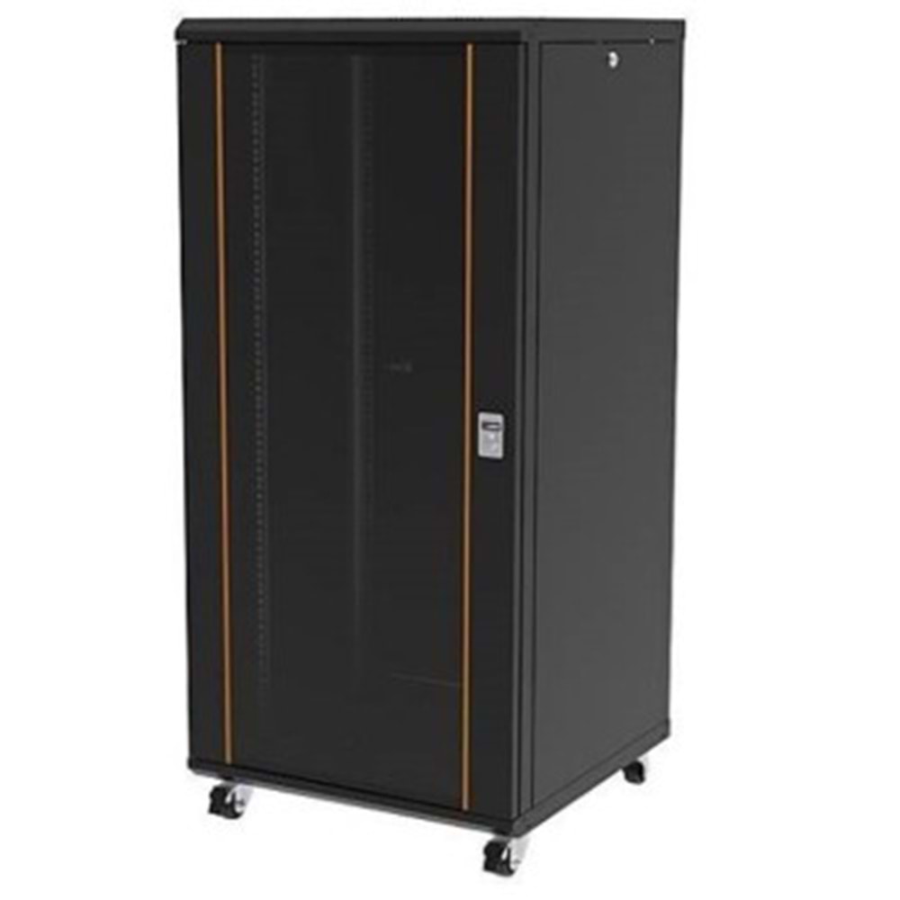 Ager AG-VB20U8080S1-BAAA-A-M1 Montajlı Vega Serisi Dikili Tip Kabinet (Ön Tek Açılım Cıtalı CAM/B - S1 Siyah) + Teker Takımı
