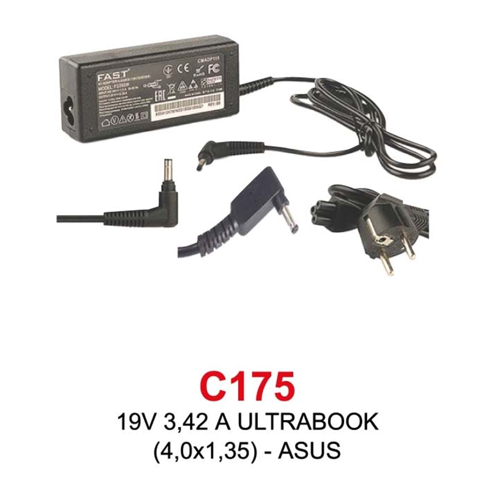Fast C175 Asus 19V 3.42A 4.0*1.35mm İğne Uçlu Notebook Şarj Adaptörü