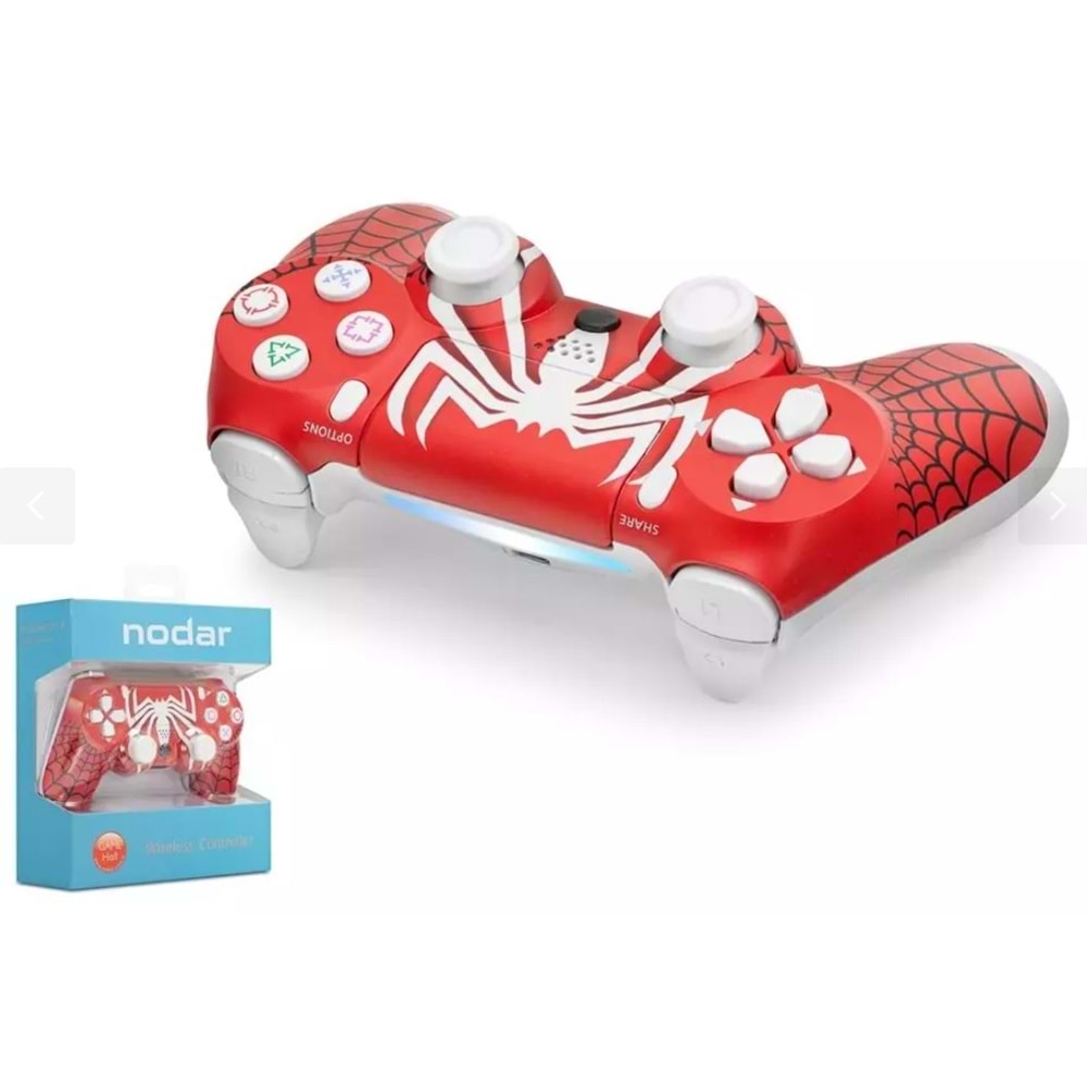 Nodar ND400Z PS4 Gamepad Örümcek Ağ Kırmızı Beyaz