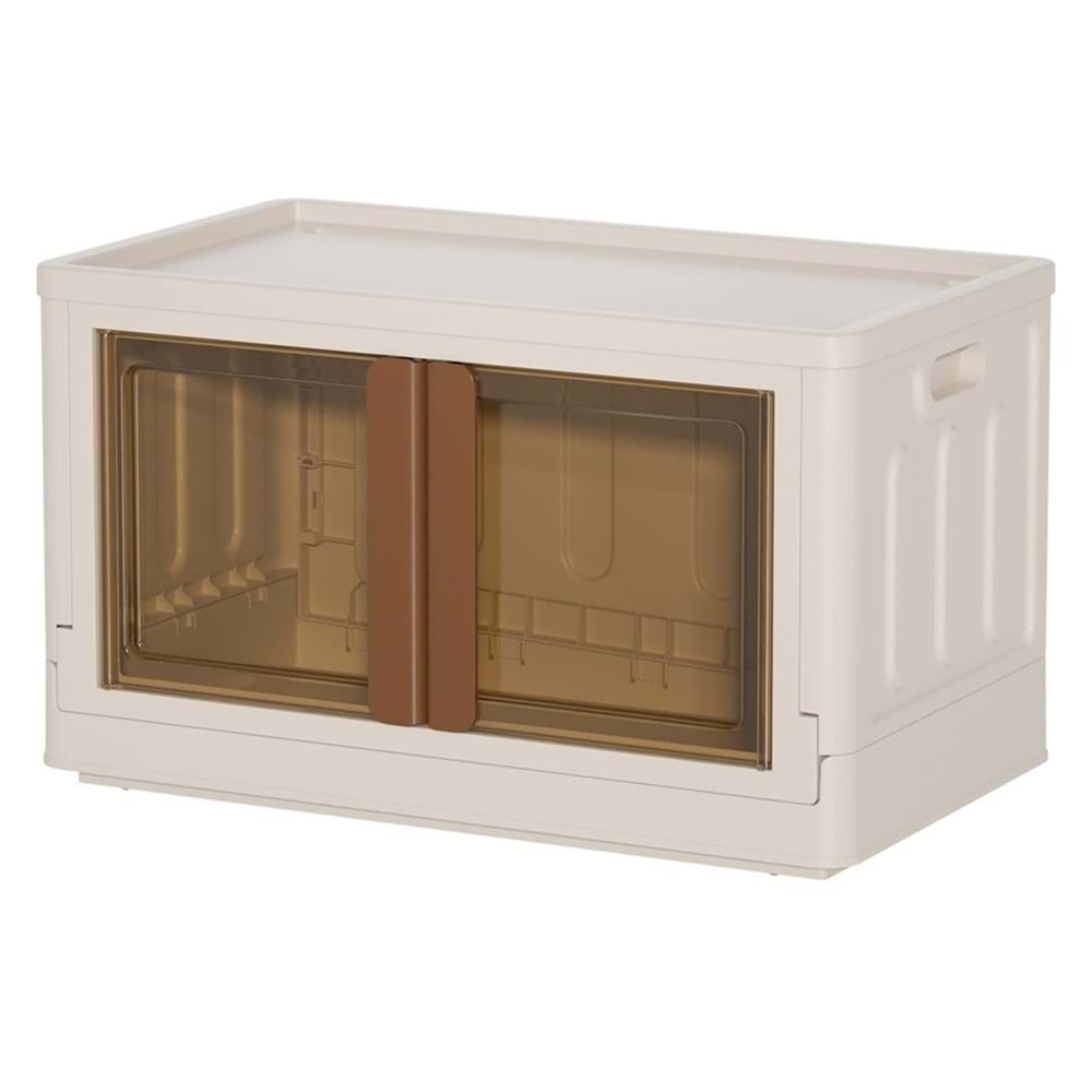 Sunup 25882 32L Katlanabilir Plastik Saklama Kutusu Kahverengi Kapaklı Tekerlekli 31x49x30cm