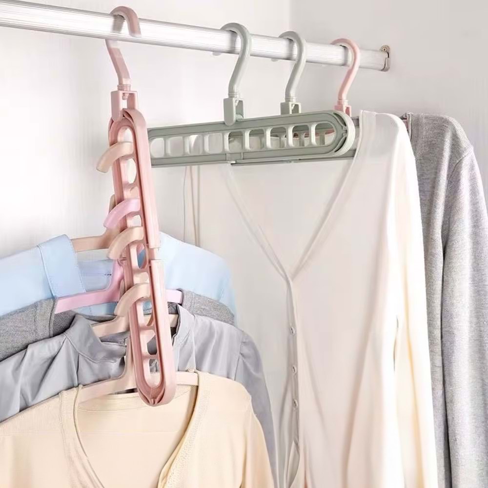Sunup SN-14664 Akıllı Elbise Askısı Düzenleyici 9 Gözlü Katlanabilir Gardırop Organizer