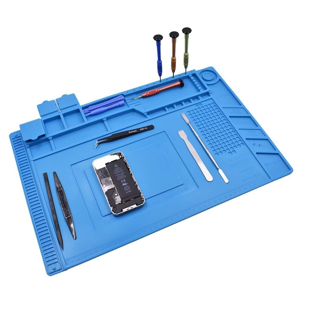 Powermaster 18777 S-160 Isıya Dayanıklı Silikon Tamir Onarım Lehim Matı Pedi Magnetli Antistatik