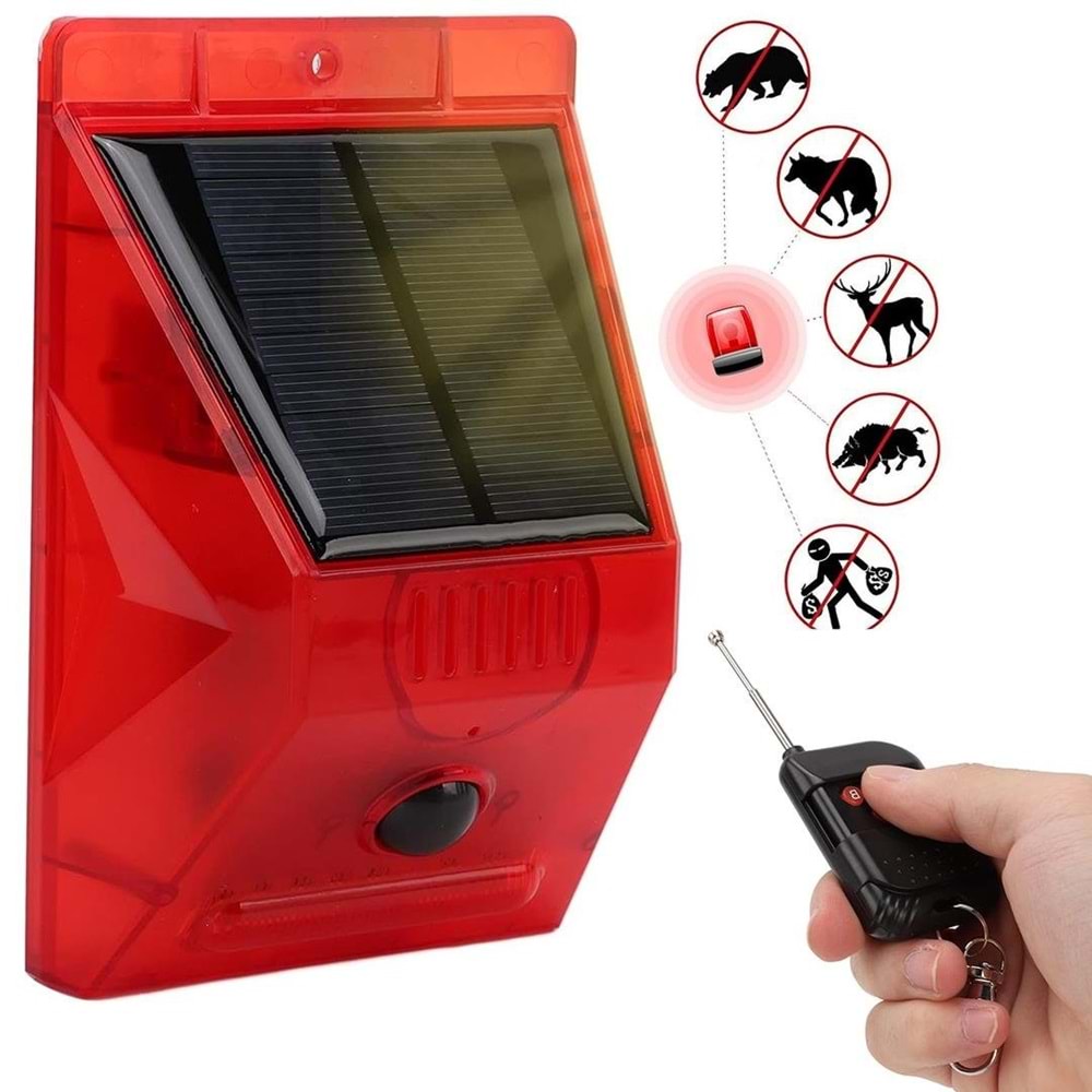 PowerMaster PM-26957 Sesli Hayvan Kovucu Alarm Cihazı Uzaktan Kumandalı Solar Panelli