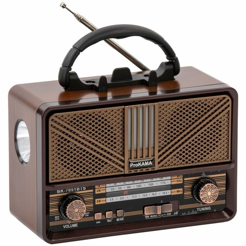 Prokama BK-7051BTS Nostaljik Eskitme Güneş Enerjili Bluetooth Nostaljik Radyo