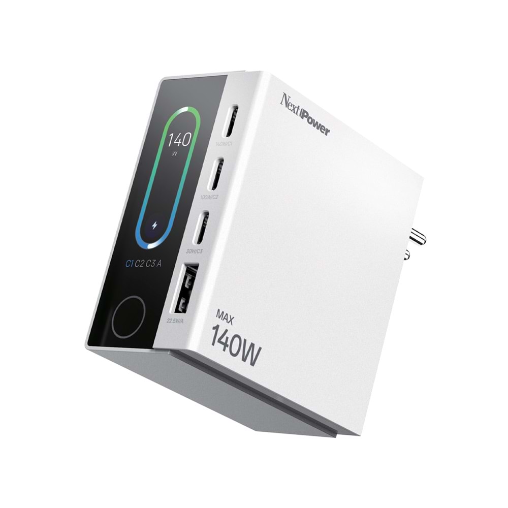 Next Power NP140 140 Watt 4 Gan 4 Port Hızlı Beyaz Şarj Adaptörü