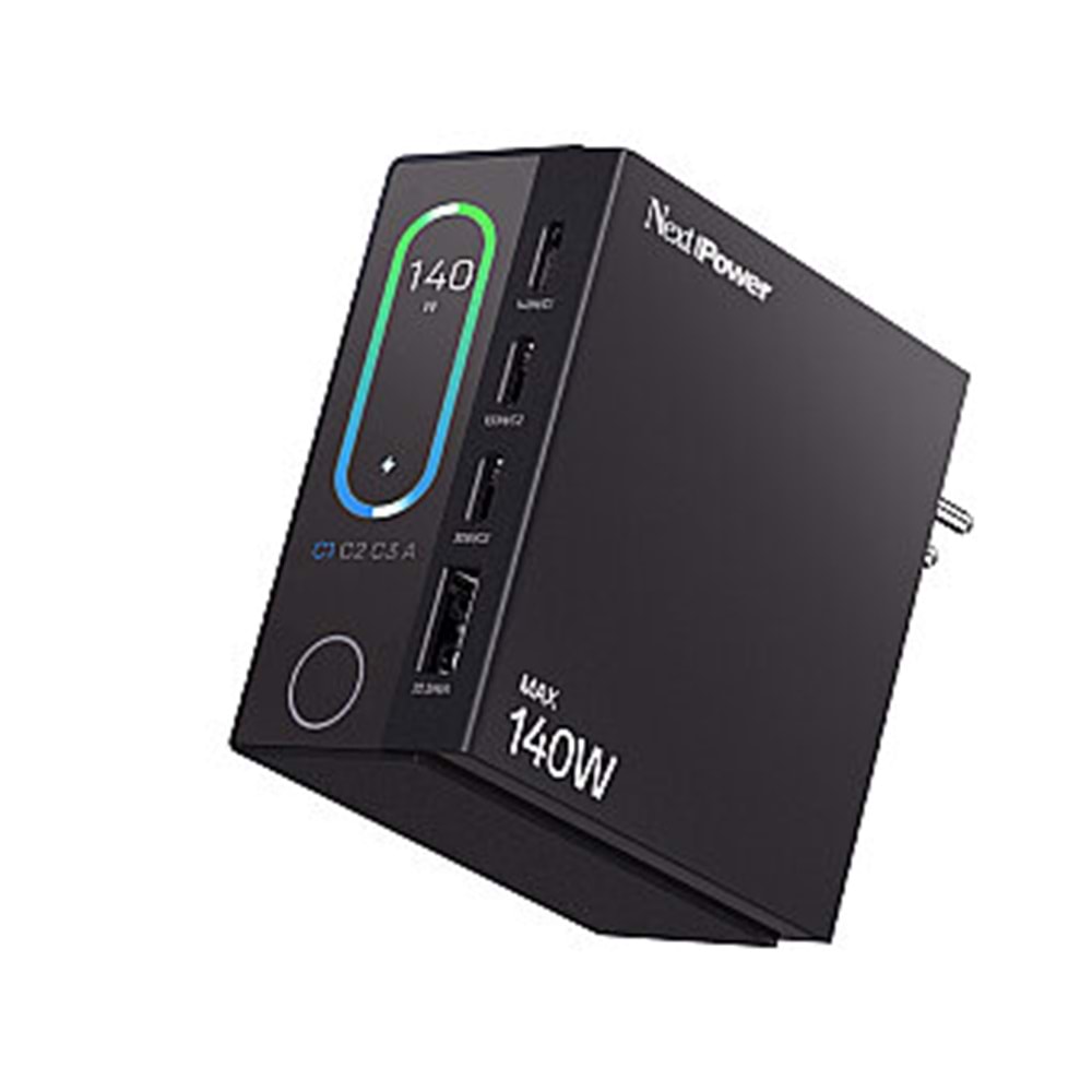 Next Power NP140 140 Watt 4 Gan 4 Port Hızlı Siyah Şarj Adaptörü