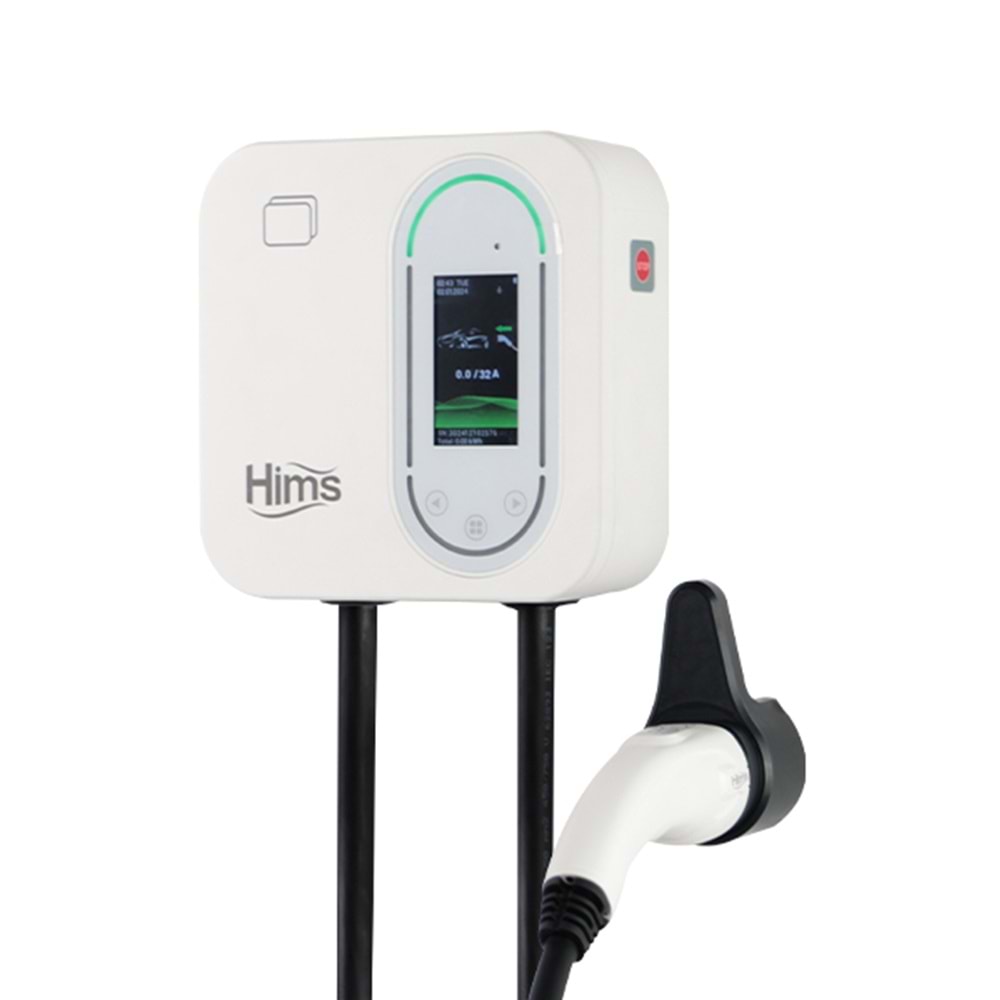 Hims HCDKB-22 Beyaz 22kW Destekli 5m Kablolu Smart Elektrikli Araç Şarj İstasyonu